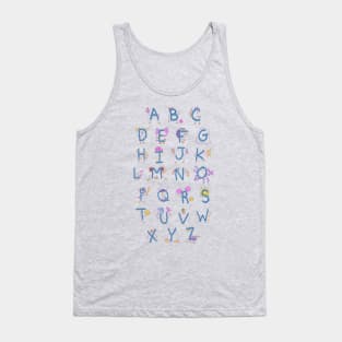 Cute alphabet characters | A to Z | pink blue purple on charcoal Tank Top